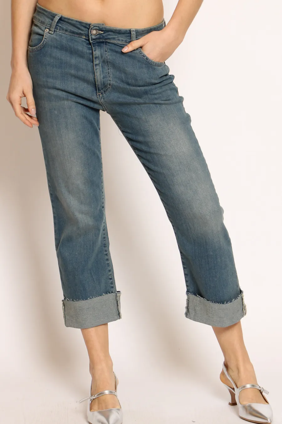 Zeroassoluto Jeans JENNIFER flare crop denim- Jeans