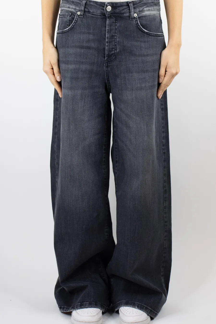 Zeroassoluto Jeans kam2 palazzo lavaggio medio denim nero- Jeans
