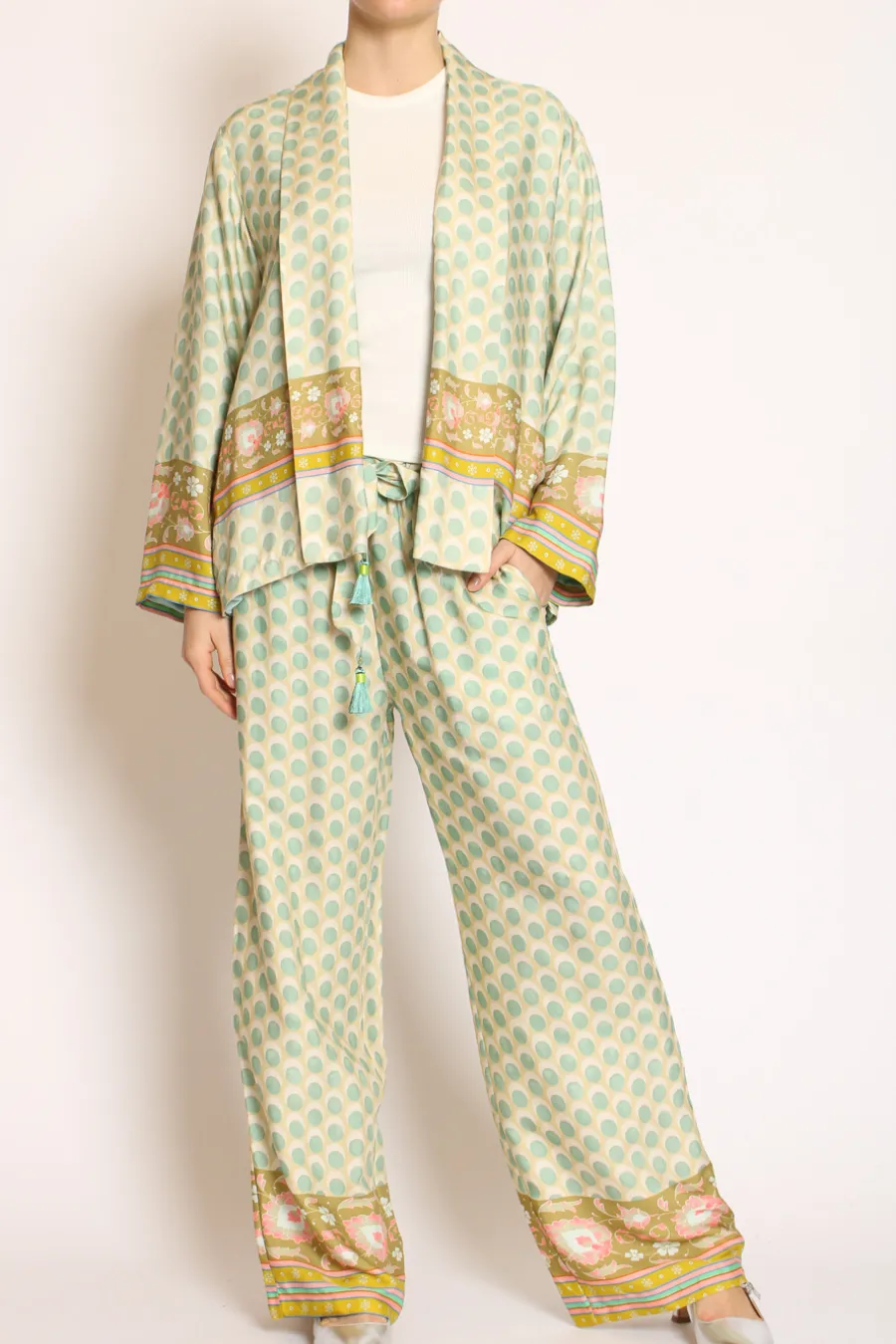 Wu'Side Kimono corto fantasia acqua/sand/olio- Cardigan E Gilet