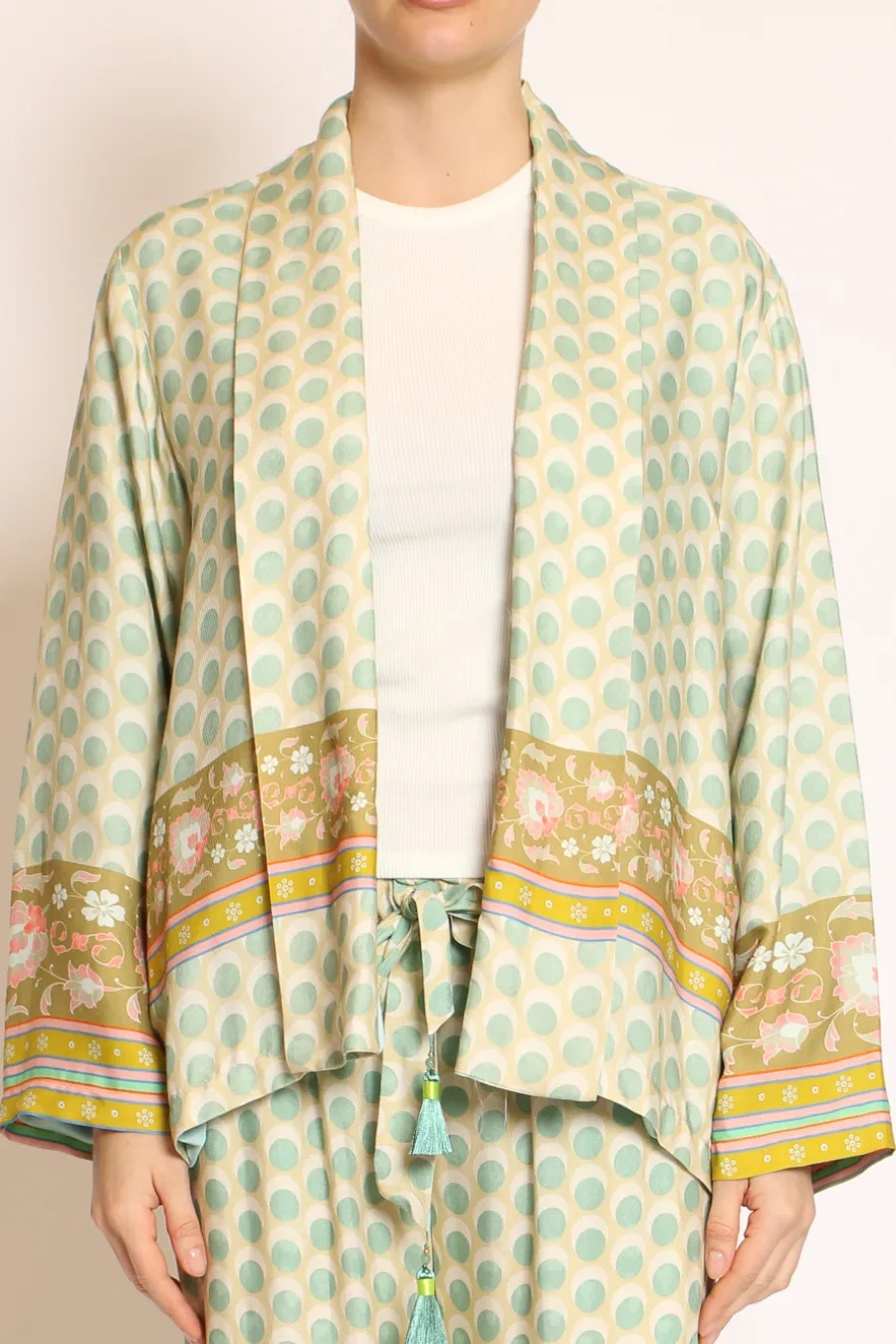 Wu'Side Kimono corto fantasia acqua/sand/olio- Cardigan E Gilet