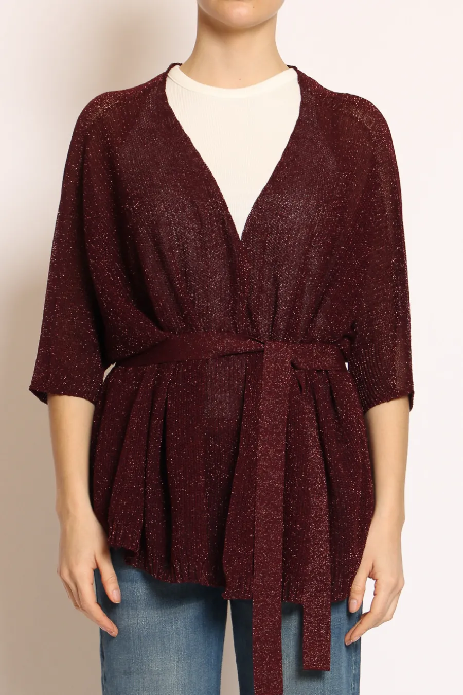 Kontatto Kimono corto in lurex ribes- Cardigan E Gilet
