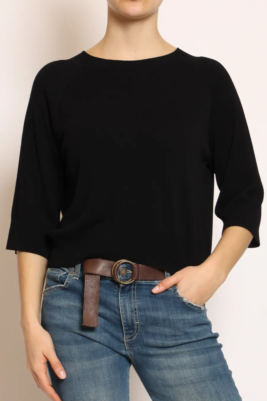 Kontatto Maglia crop manica 3/4 in filo di viscosa- Maglie