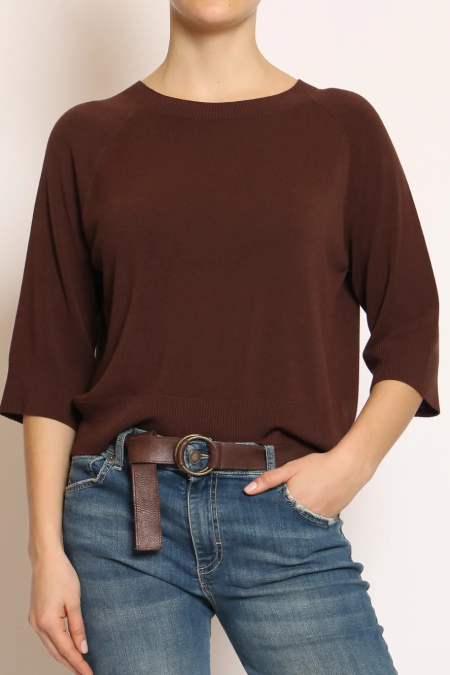 Kontatto Maglia crop manica 3/4 in filo di viscosa- Maglie