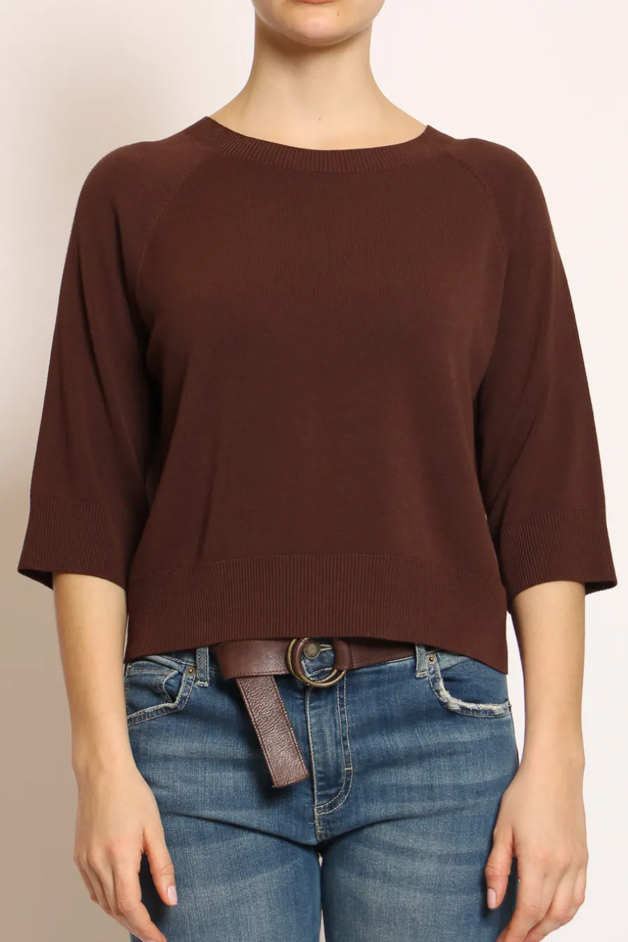 Kontatto Maglia crop manica 3/4 in filo di viscosa- Maglie