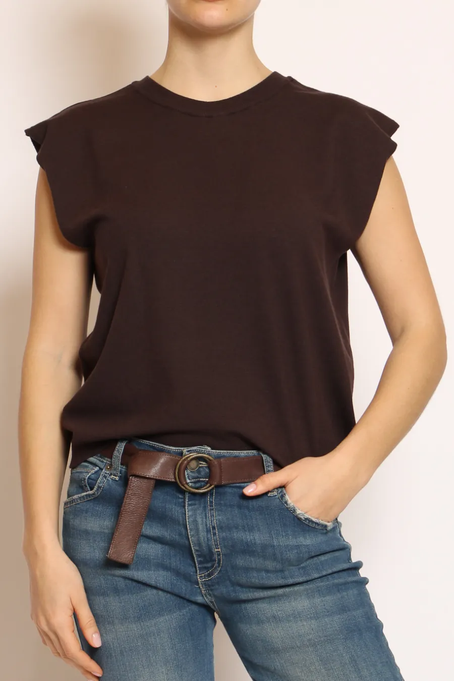 Kontatto Maglia girocollo smanicata in filo di viscosa- T-Shirts E Top