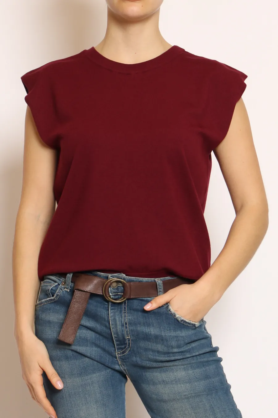 Kontatto Maglia girocollo smanicata in filo di viscosa- T-Shirts E Top