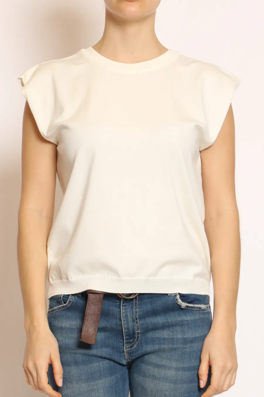 Kontatto Maglia girocollo smanicata in filo di viscosa- T-Shirts E Top