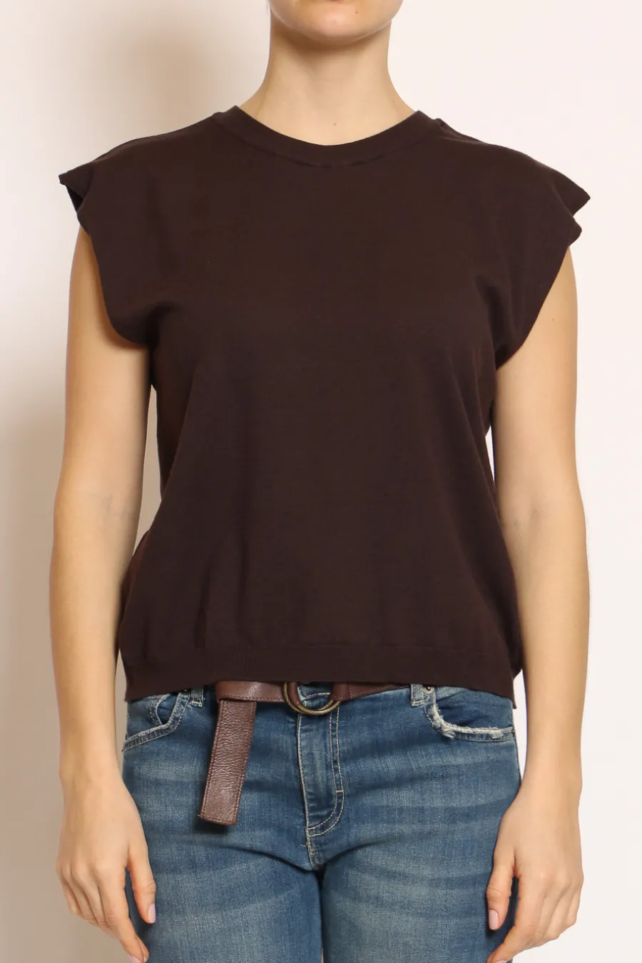 Kontatto Maglia girocollo smanicata in filo di viscosa- T-Shirts E Top