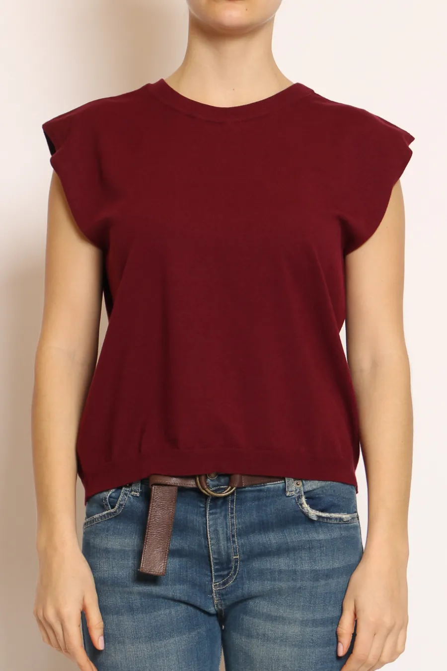 Kontatto Maglia girocollo smanicata in filo di viscosa- T-Shirts E Top