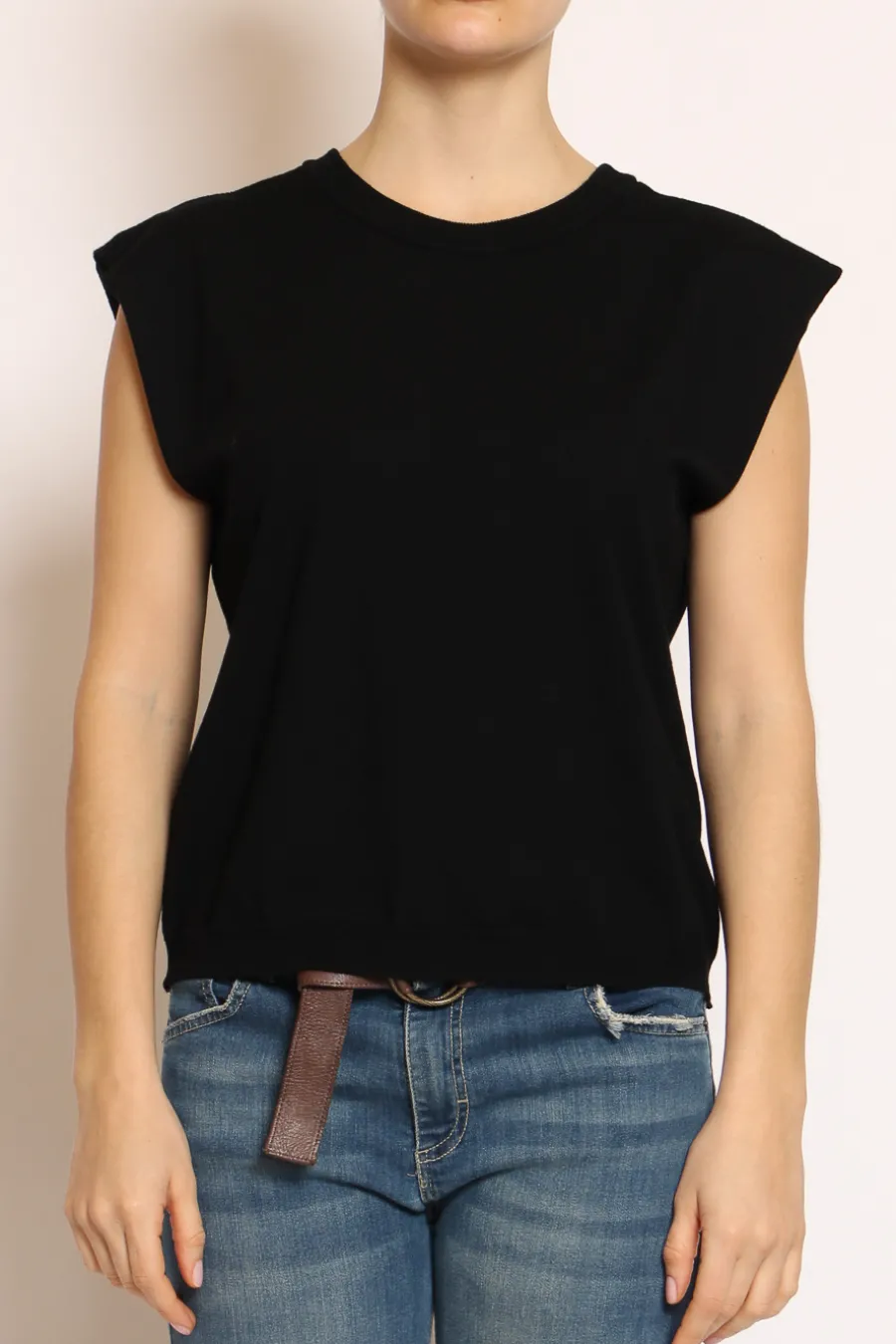 Kontatto Maglia girocollo smanicata in filo di viscosa- T-Shirts E Top
