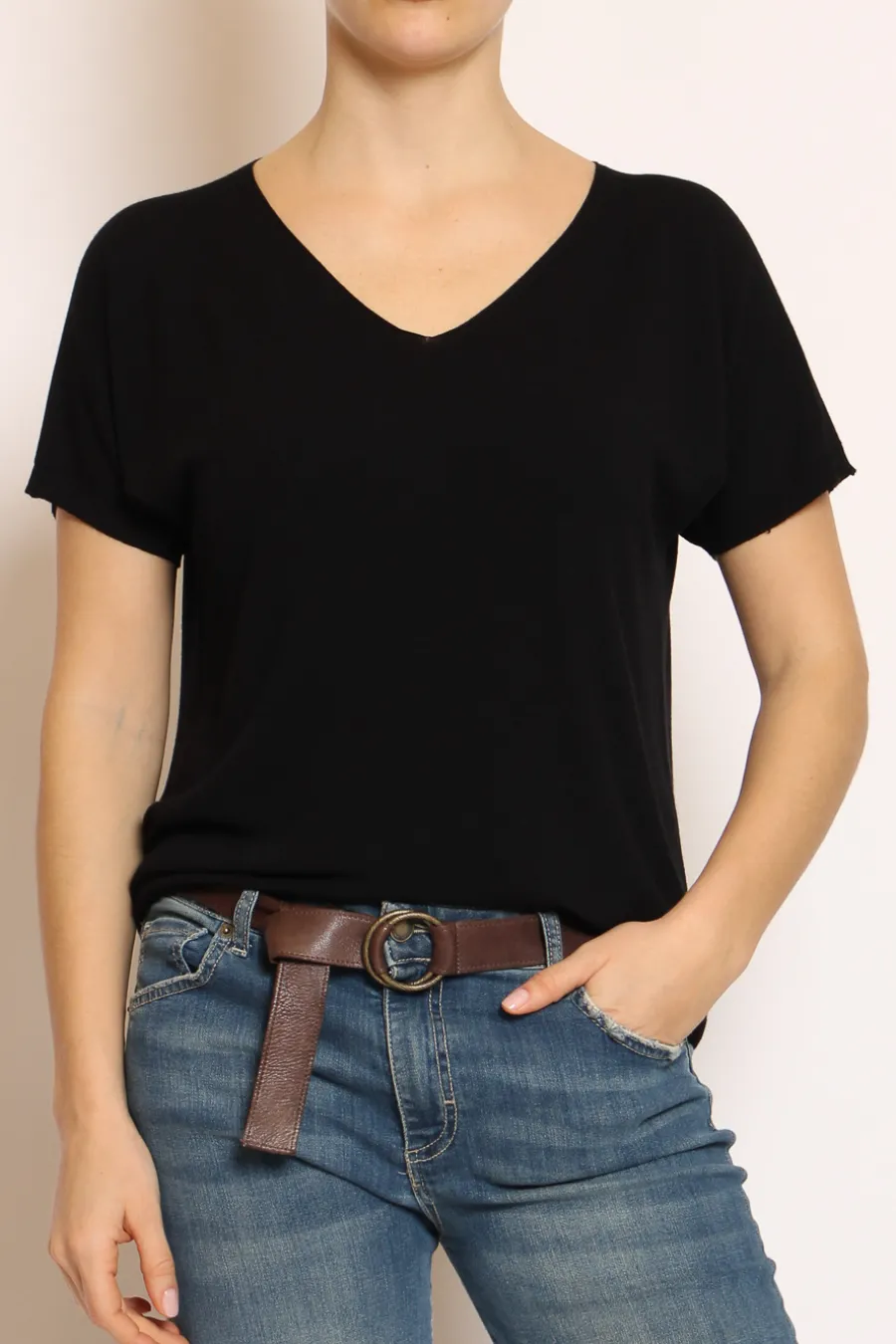 Kontatto Maglia scollo v in filo di viscosa- T-Shirts E Top