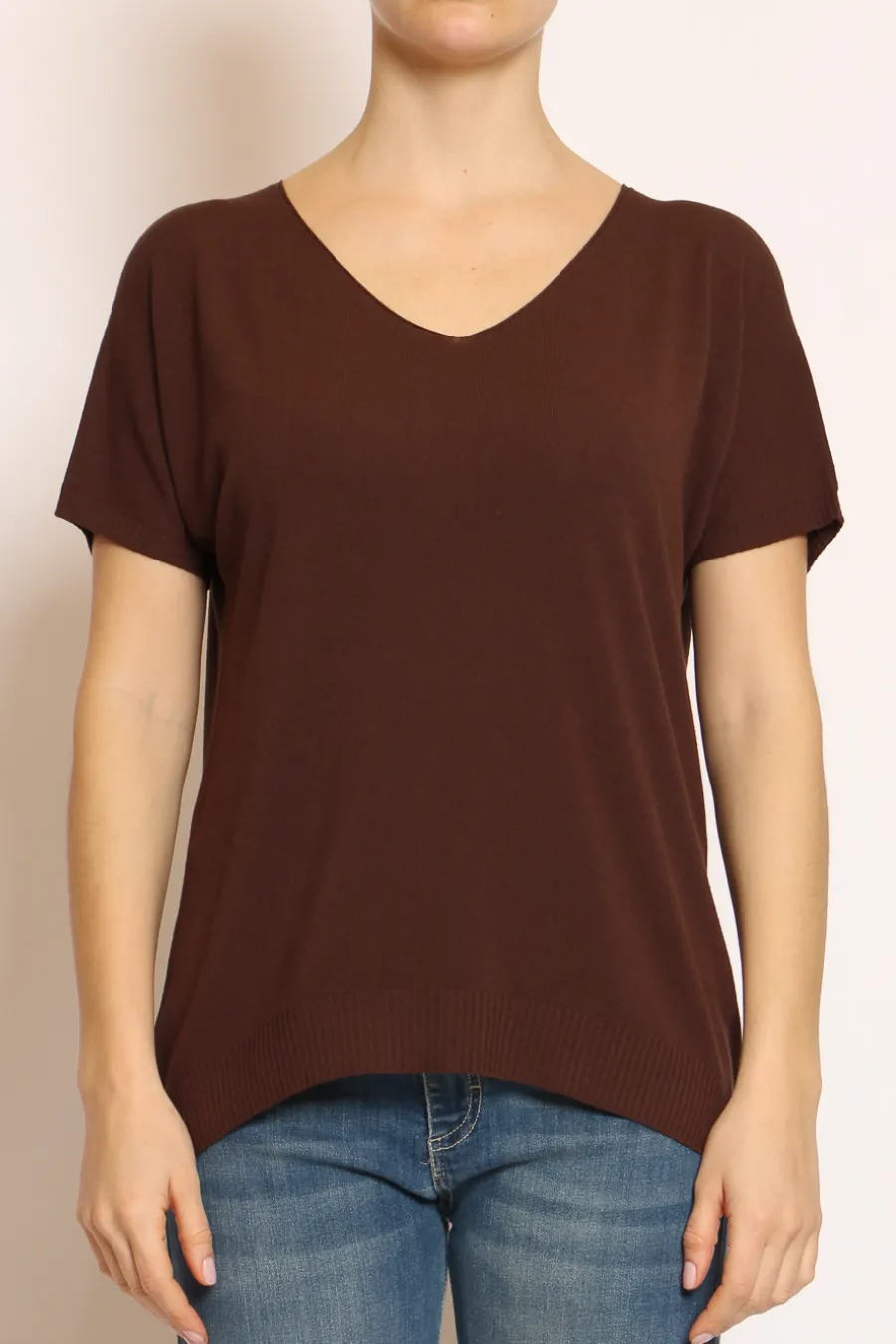 Kontatto Maglia scollo v in filo di viscosa- T-Shirts E Top