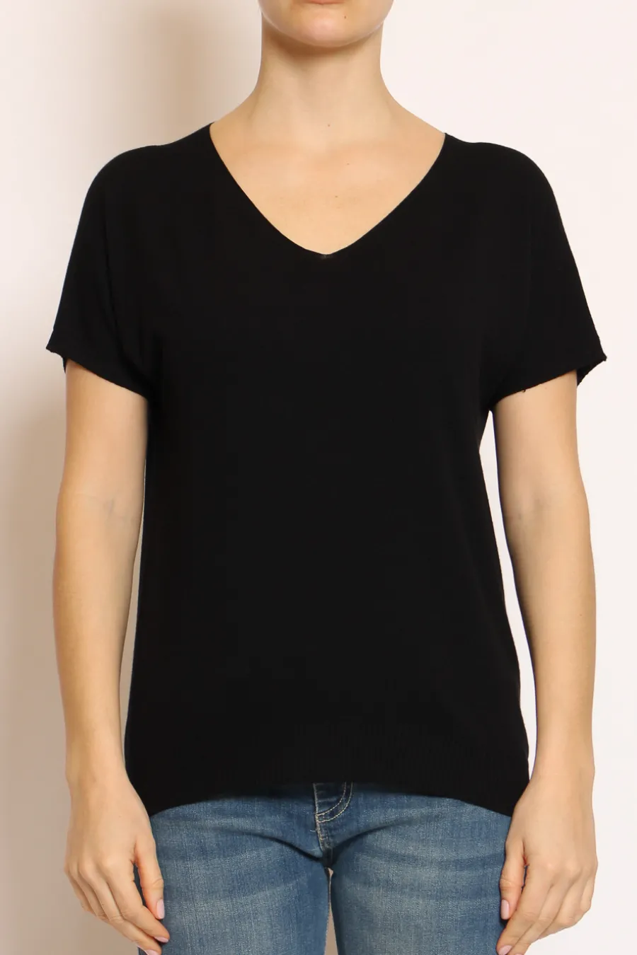 Kontatto Maglia scollo v in filo di viscosa- T-Shirts E Top