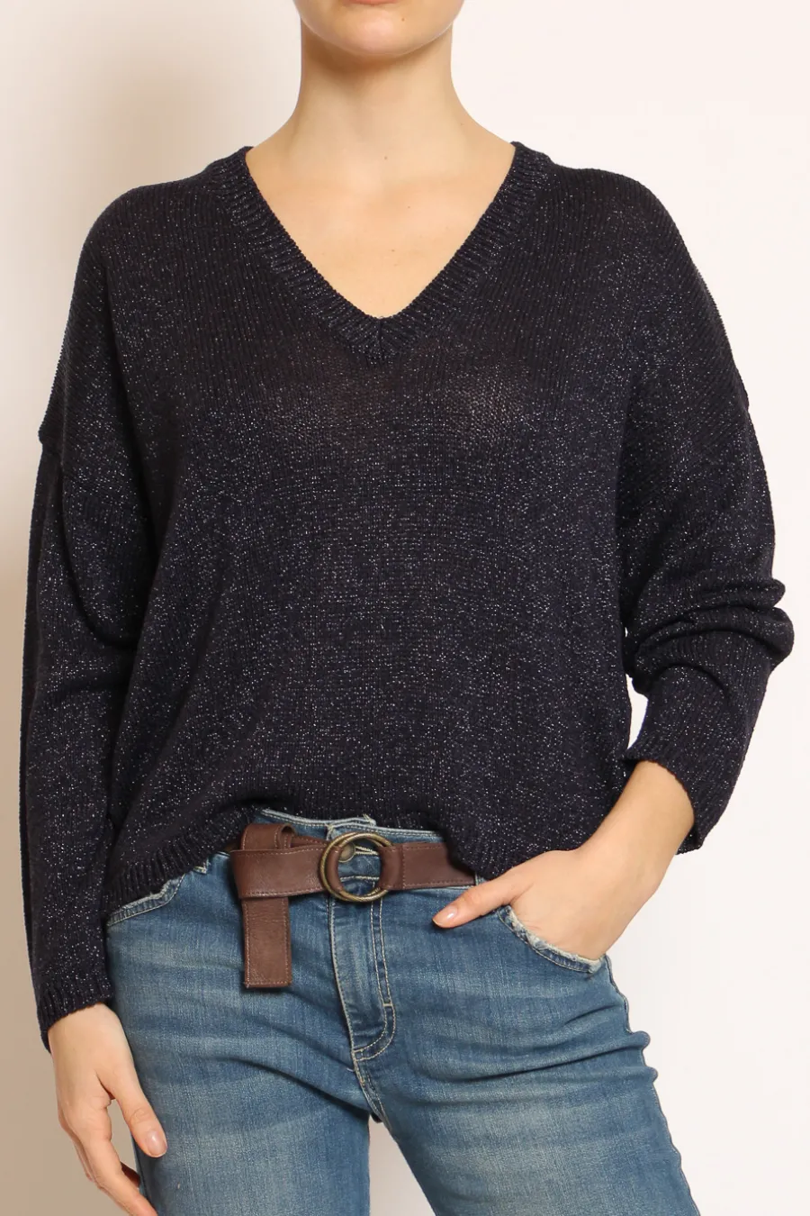 Kontatto Maglia scollo v in lurex- Maglie