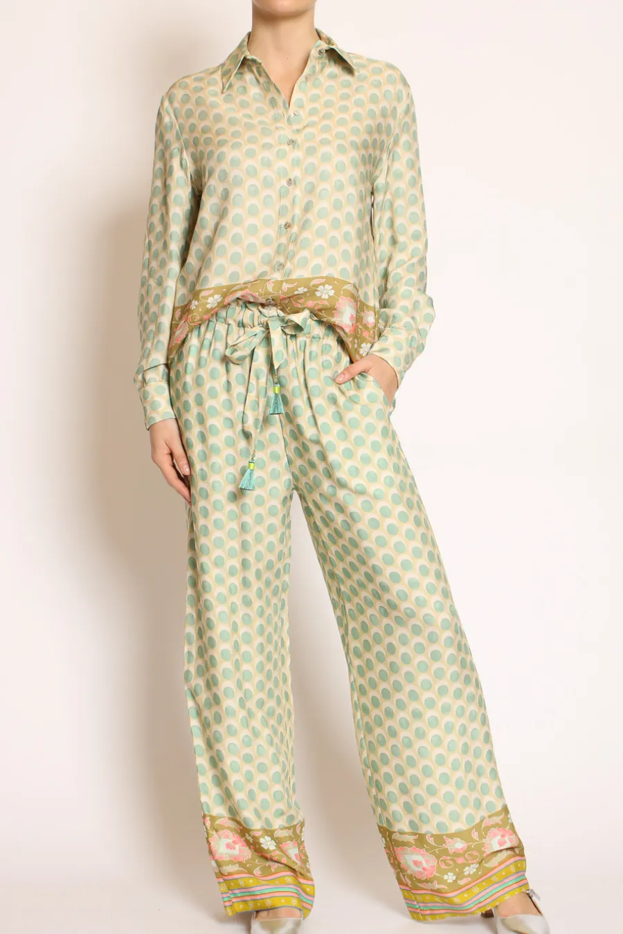 Wu'Side Pantalone coulisse fantasia acqua/sand/olio- Pantaloni