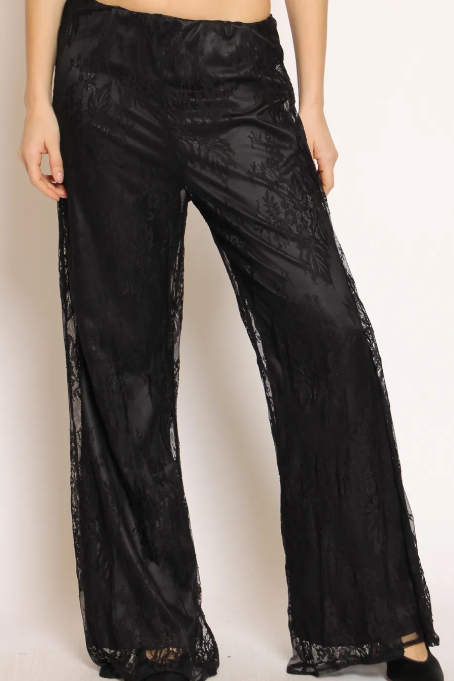 Kontatto Pantalone doppiato pizzo nero- Pantaloni