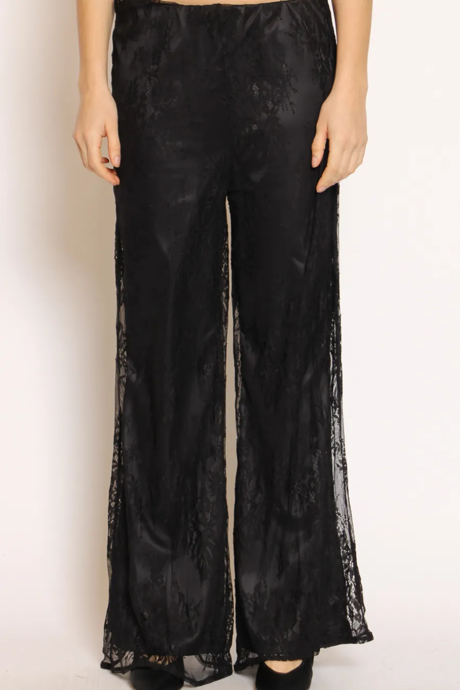 Kontatto Pantalone doppiato pizzo nero- Pantaloni