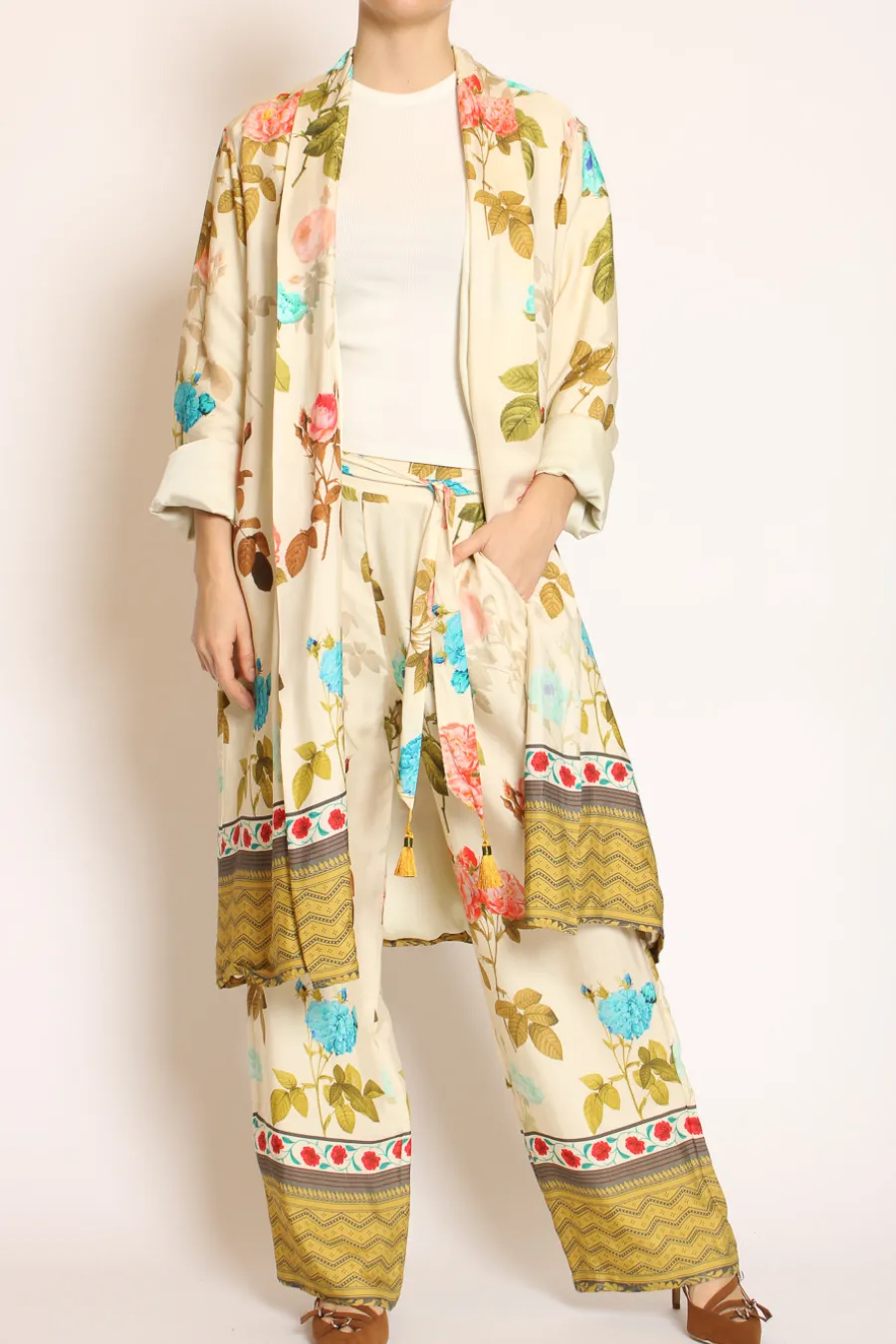 Wu'Side Pantalone fantasia burro/peach/militare- Pantaloni