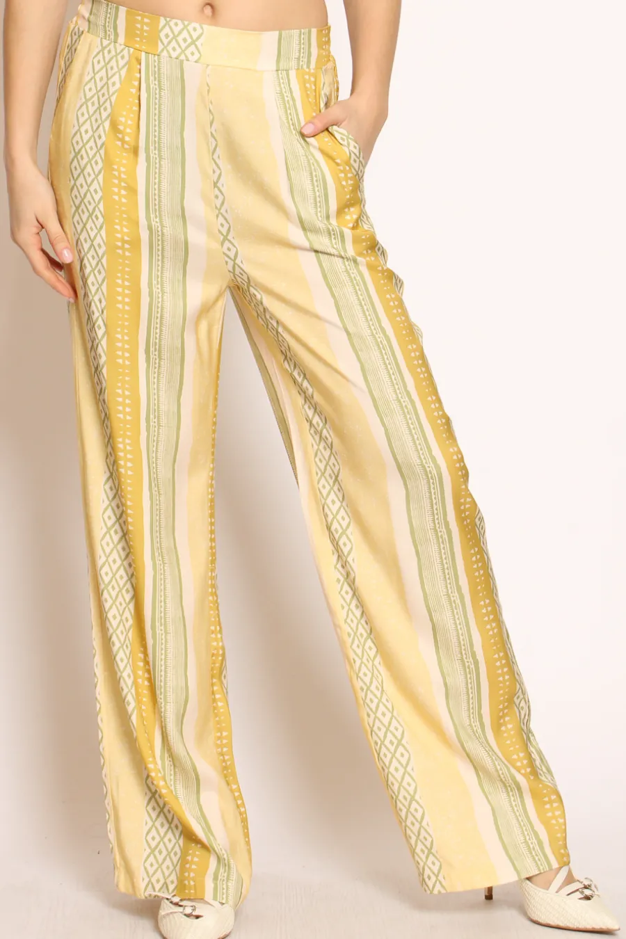 Wu'Side Pantalone fantasia elastico dietro cipria/olio/rosa- Pantaloni
