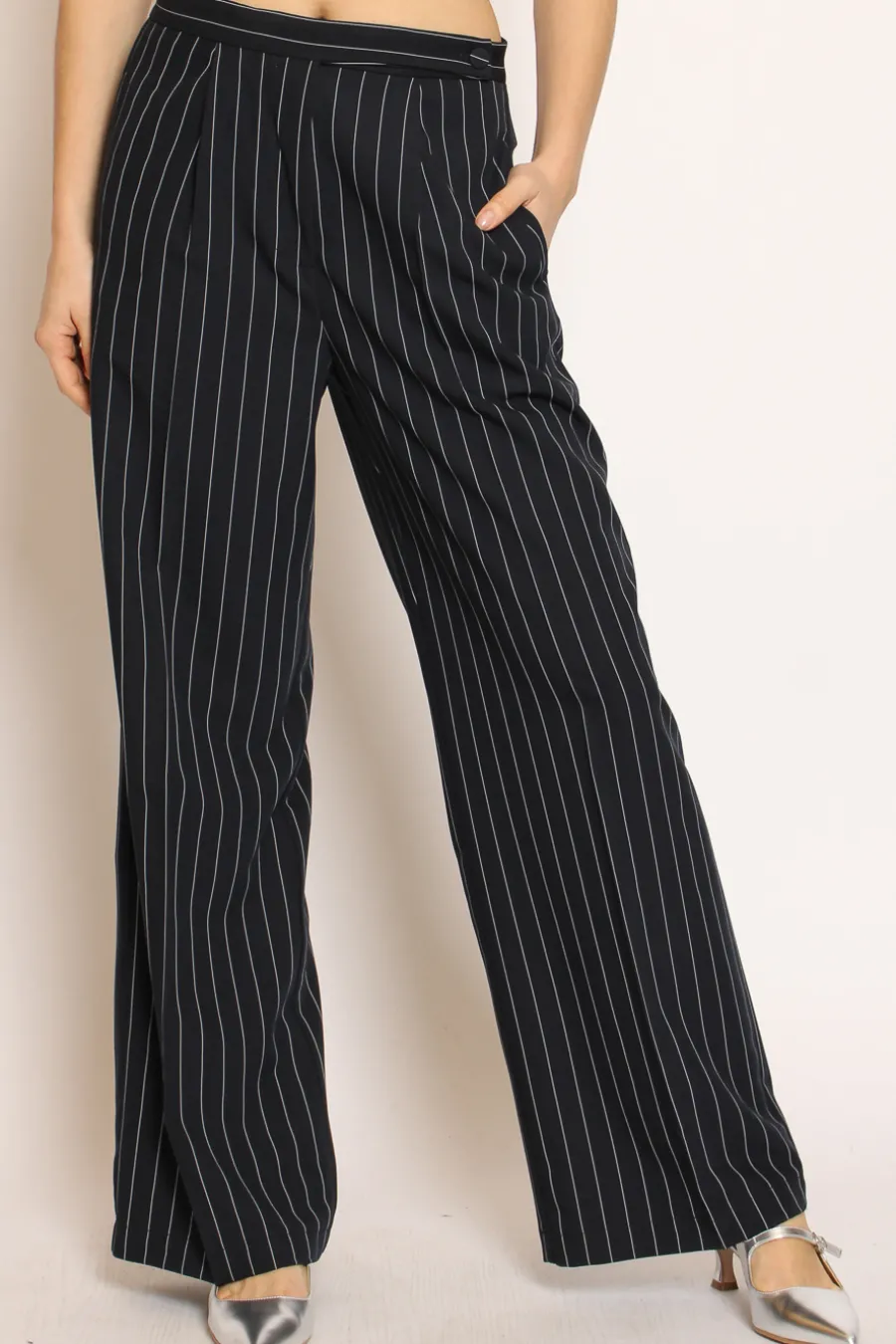 Vicolo Pantalone gessato dritto blu- Pantaloni
