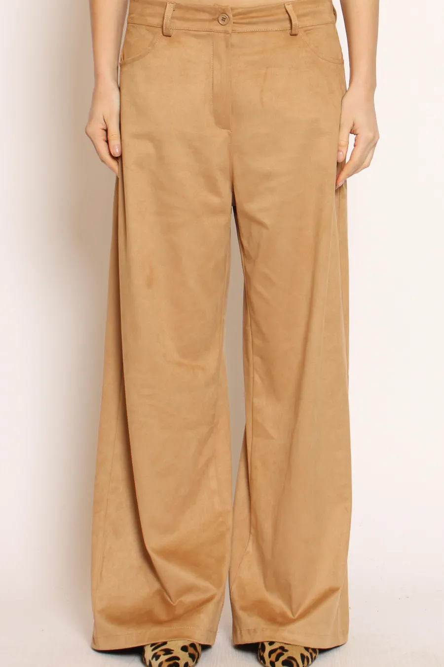 Tensione In Pantalone GIUSI wide leg effetto suede- Pantaloni