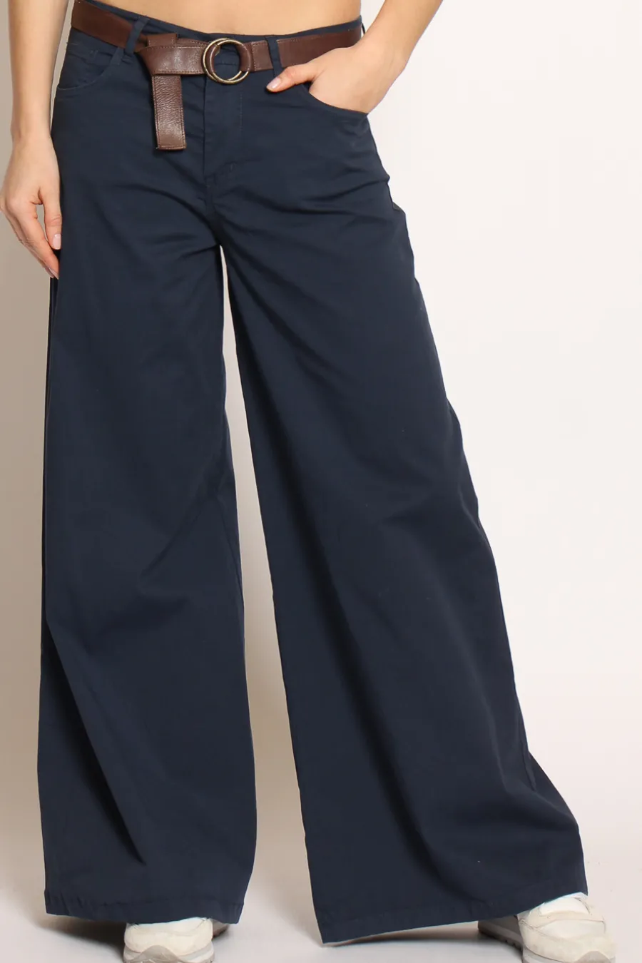 Zeroassoluto Pantalone LANY wide leg cotone elasticizzato- Pantaloni