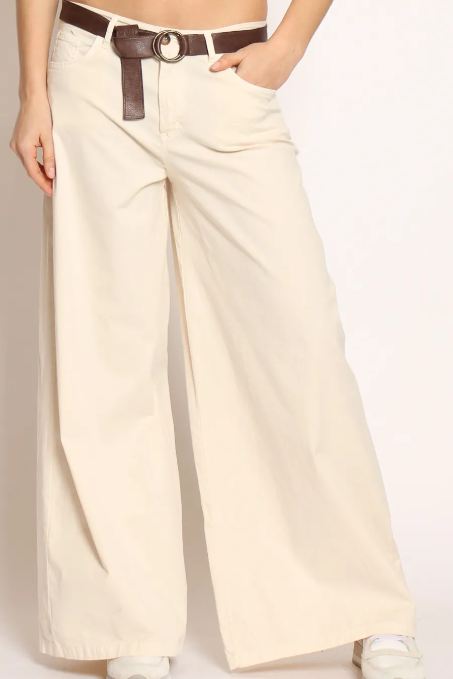 Zeroassoluto Pantalone LANY wide leg cotone elasticizzato- Pantaloni