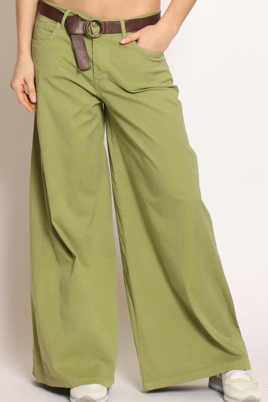 Zeroassoluto Pantalone LANY wide leg cotone elasticizzato- Pantaloni
