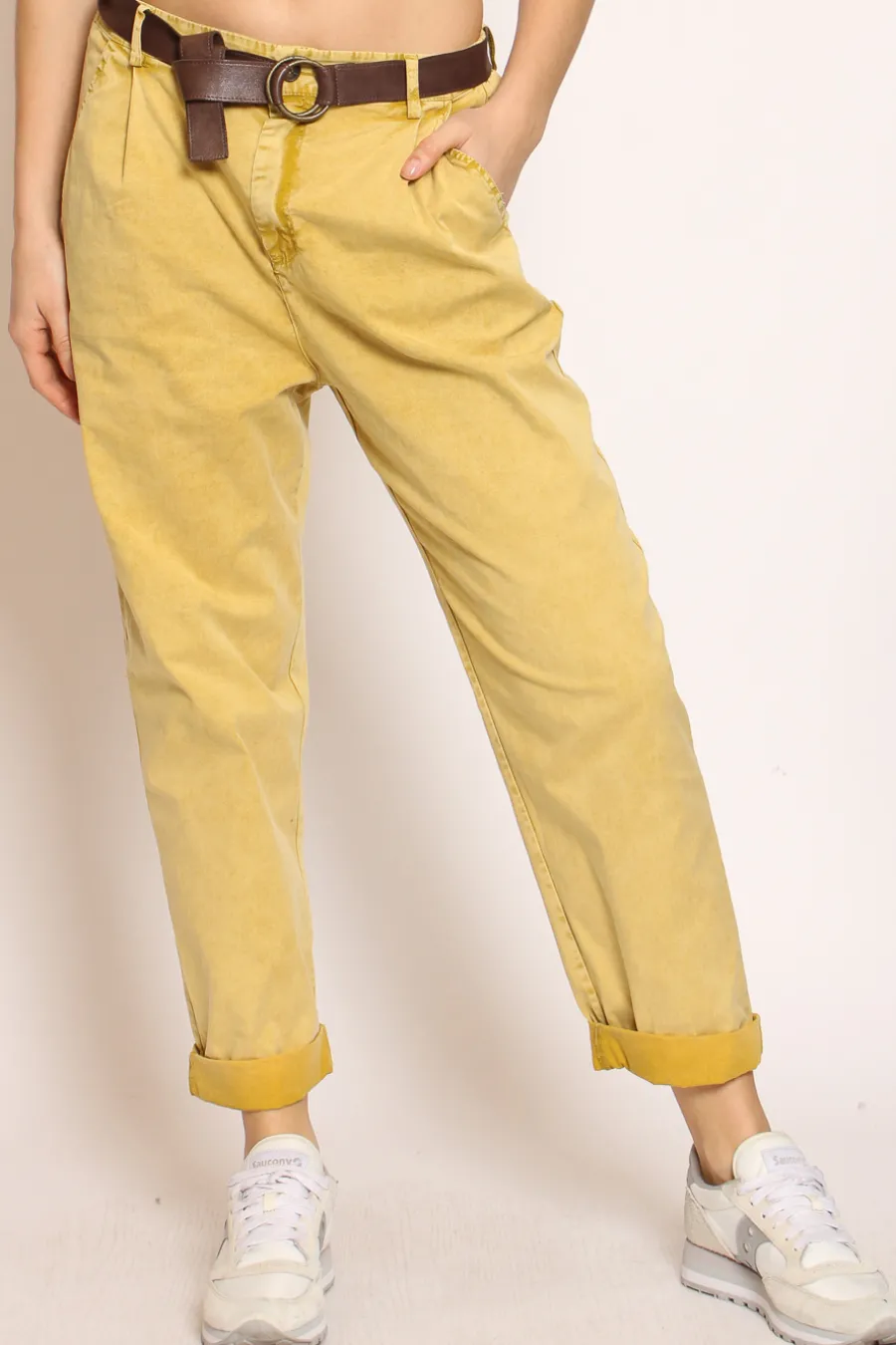 Zeroassoluto Pantalone LOLA cotone stone washed maltinto- Pantaloni