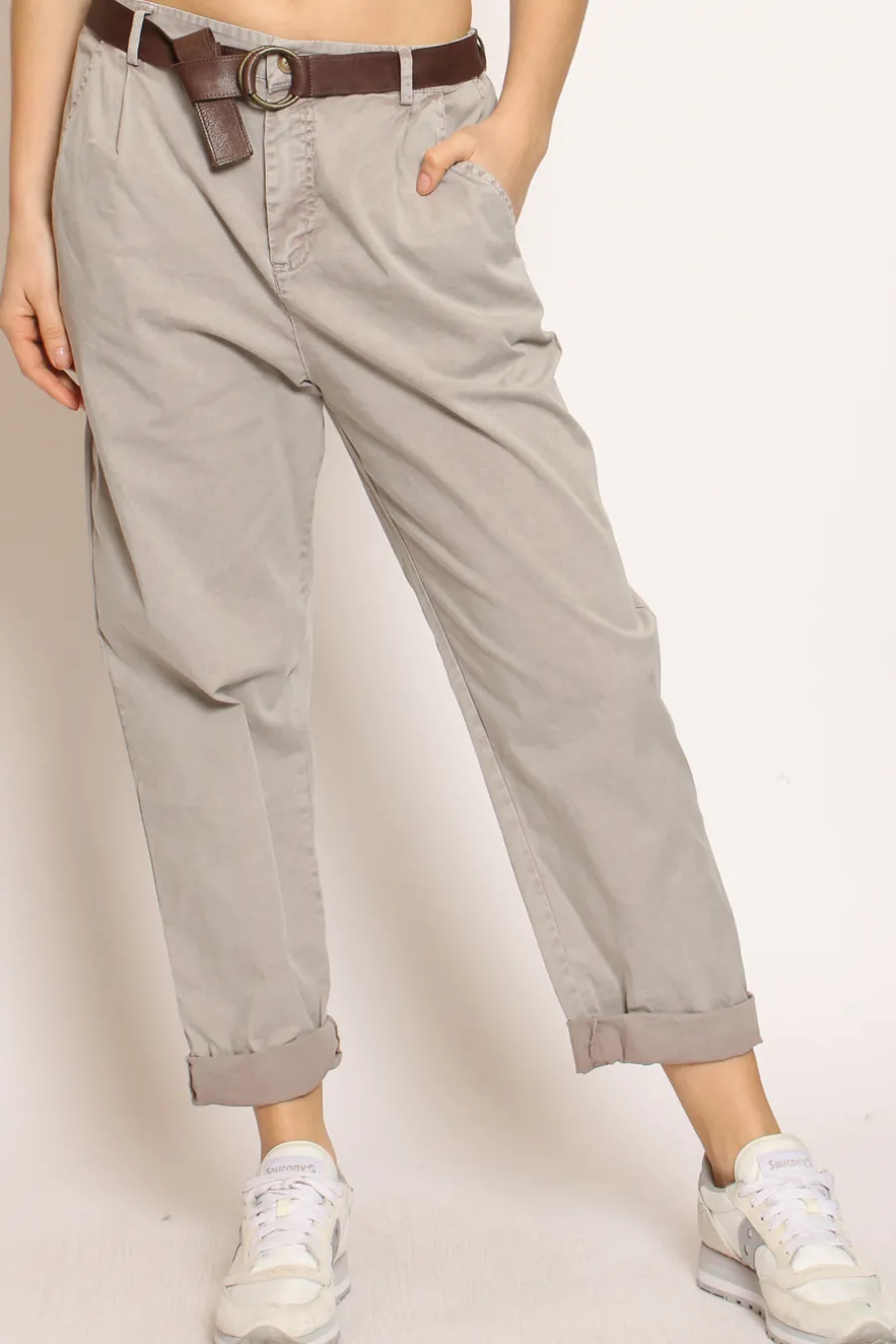 Zeroassoluto Pantalone LOLA cotone stone washed maltinto- Pantaloni