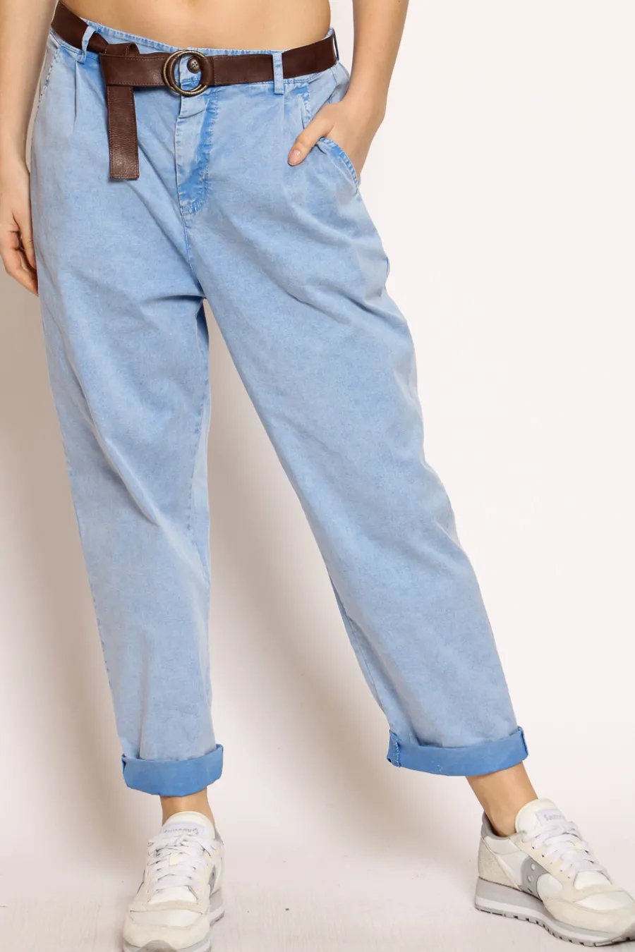 Zeroassoluto Pantalone LOLA cotone stone washed maltinto- Pantaloni