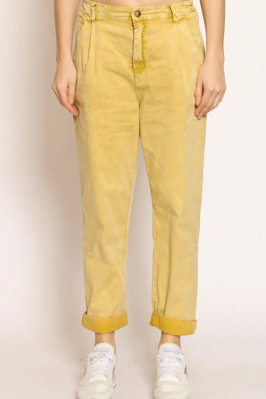 Zeroassoluto Pantalone LOLA cotone stone washed maltinto- Pantaloni