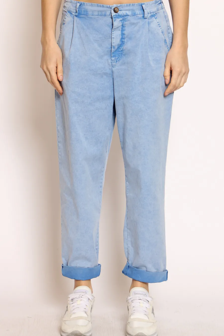 Zeroassoluto Pantalone LOLA cotone stone washed maltinto- Pantaloni