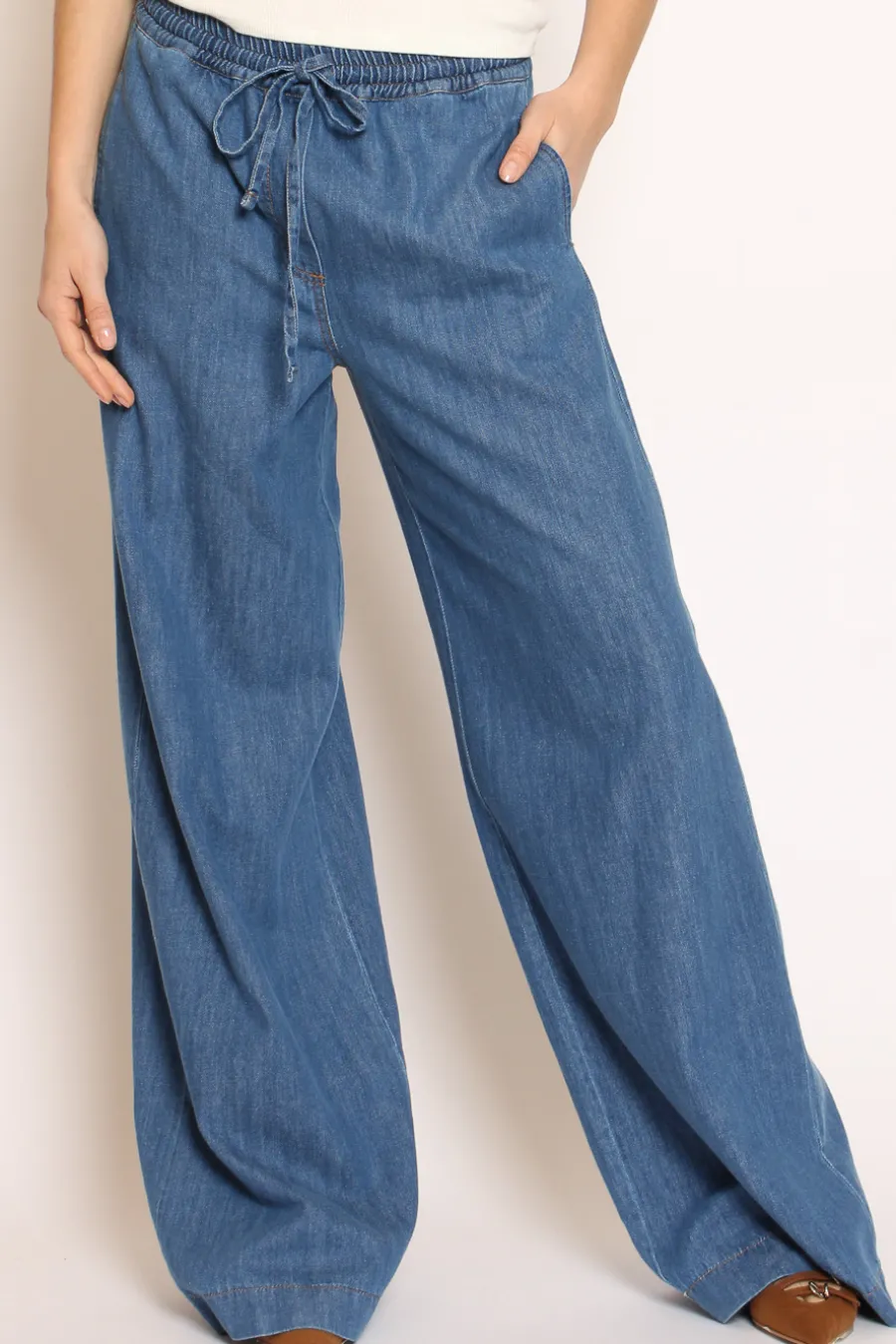 Tensione In Pantalone palazzo elastico in vita denim- Jeans