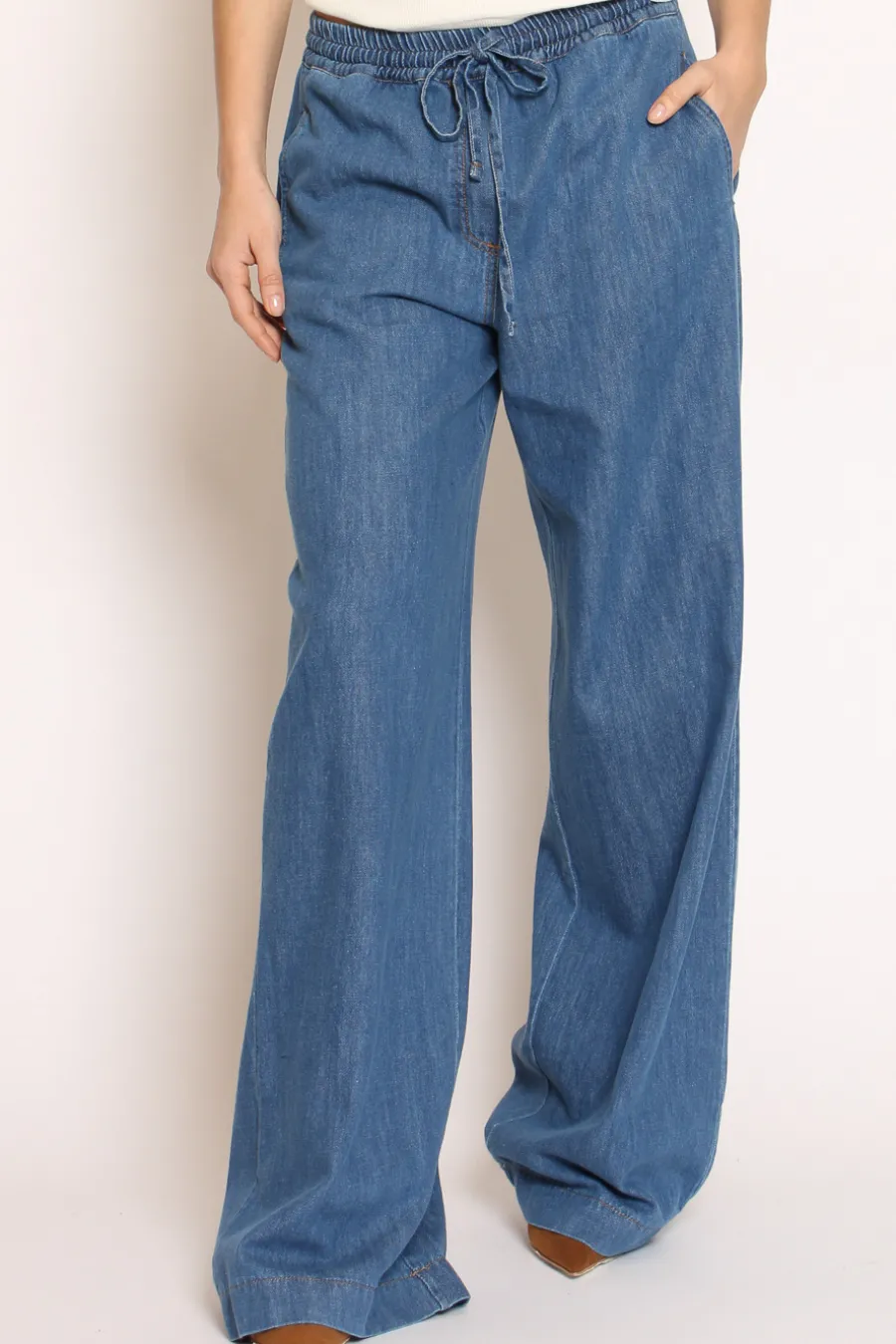 Tensione In Pantalone palazzo elastico in vita denim- Jeans