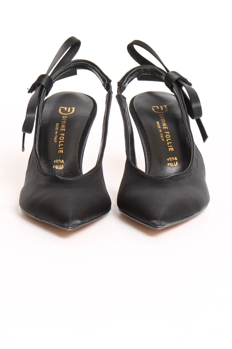 Divine Follie Slingback punta raso nero- Scarpe