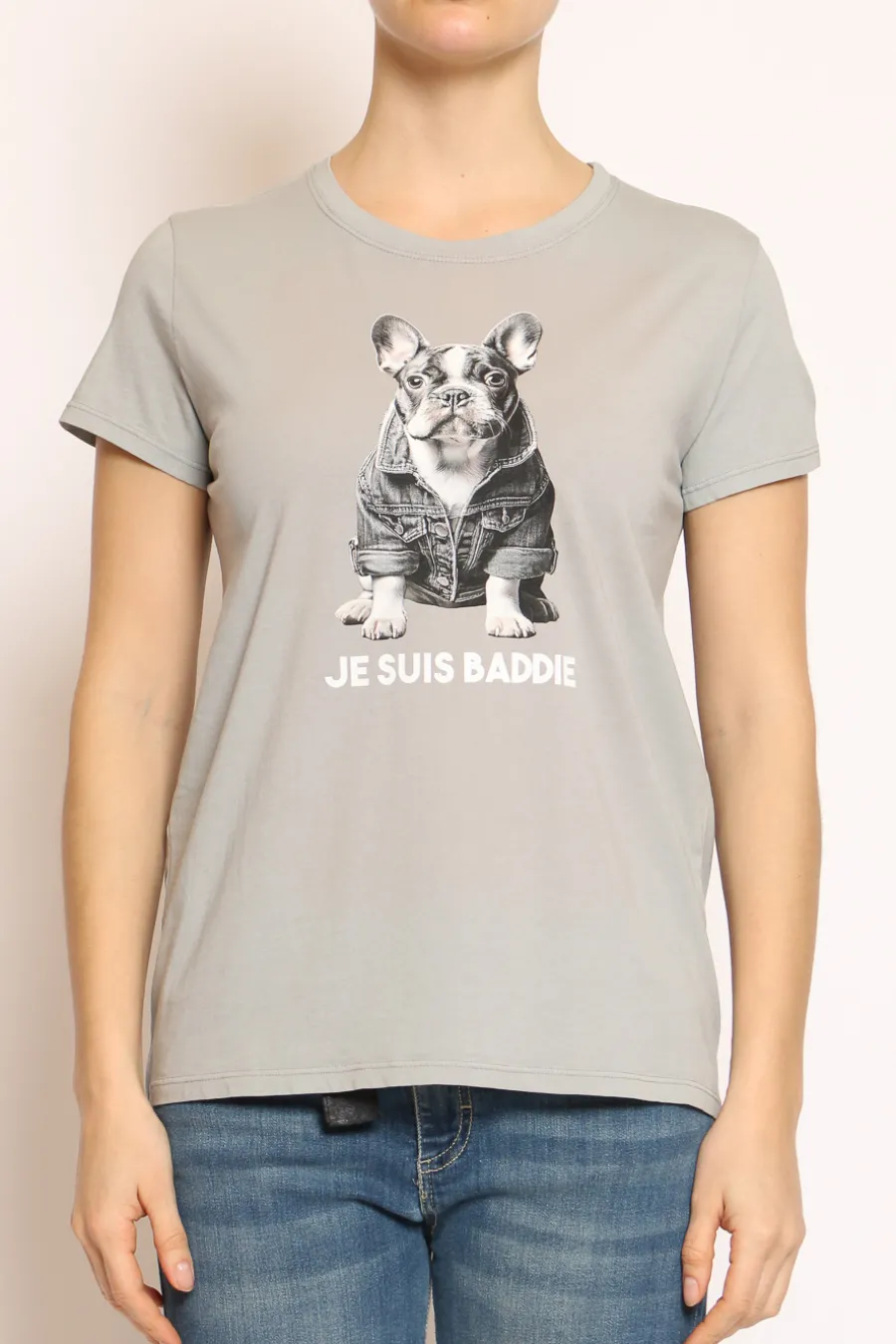 Vicolo T- shirt cane con giubbino grigio- T-Shirts E Top