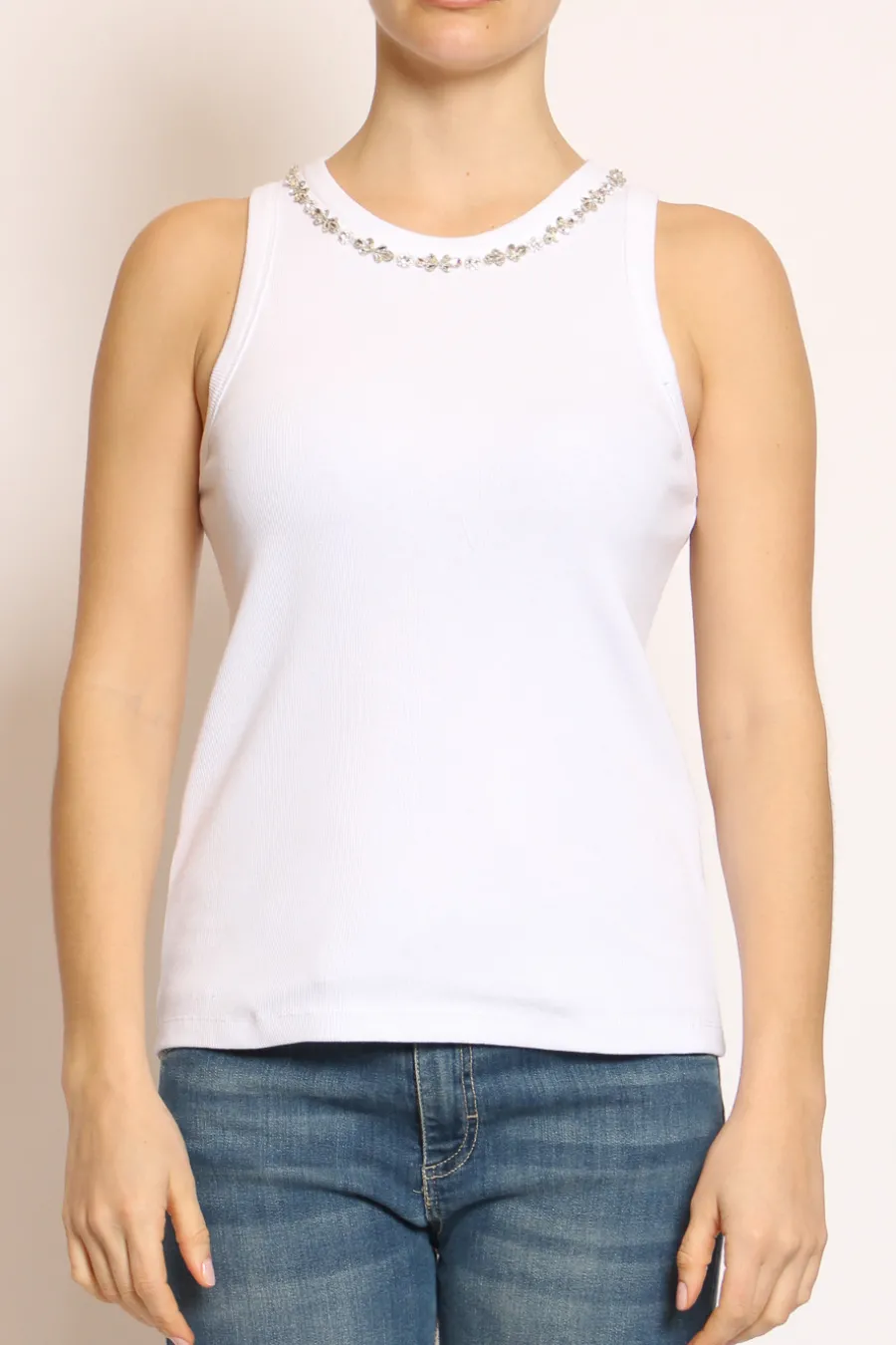 Have one Top applicazione gioiello bianco- T-Shirts E Top