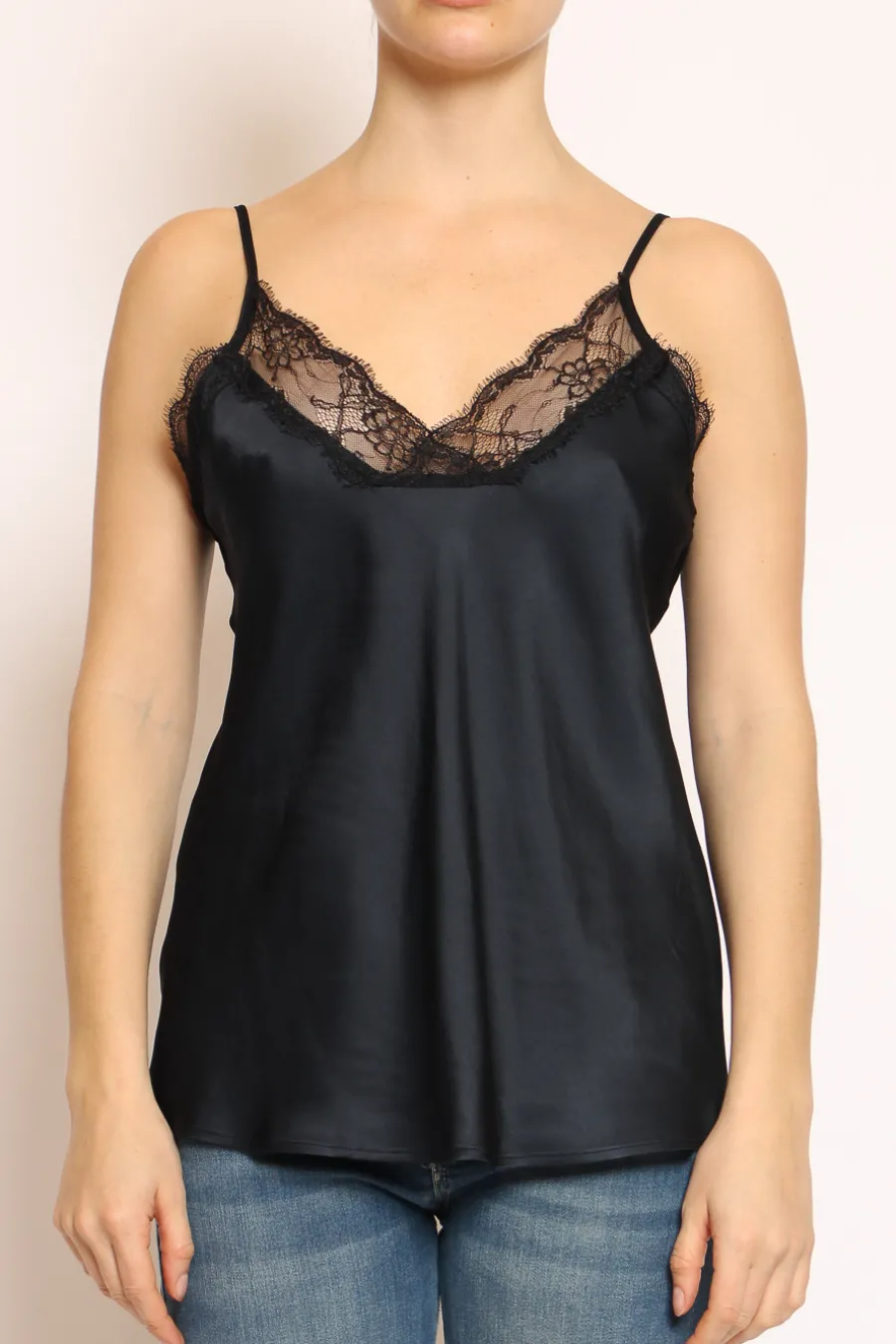 Vicolo Top satin con pizzo- T-Shirts E Top