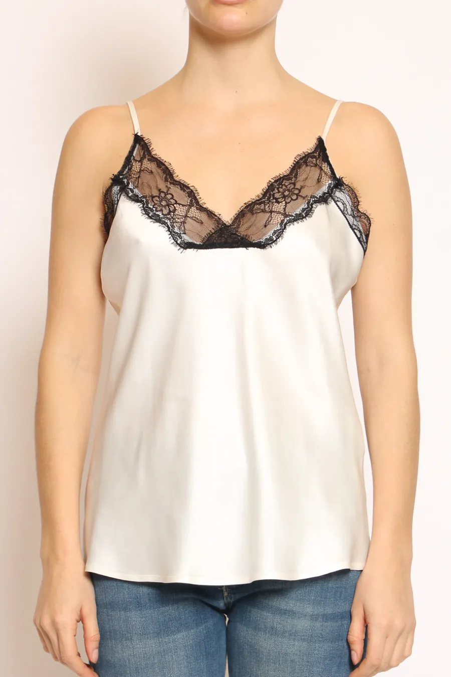 Vicolo Top satin con pizzo- T-Shirts E Top