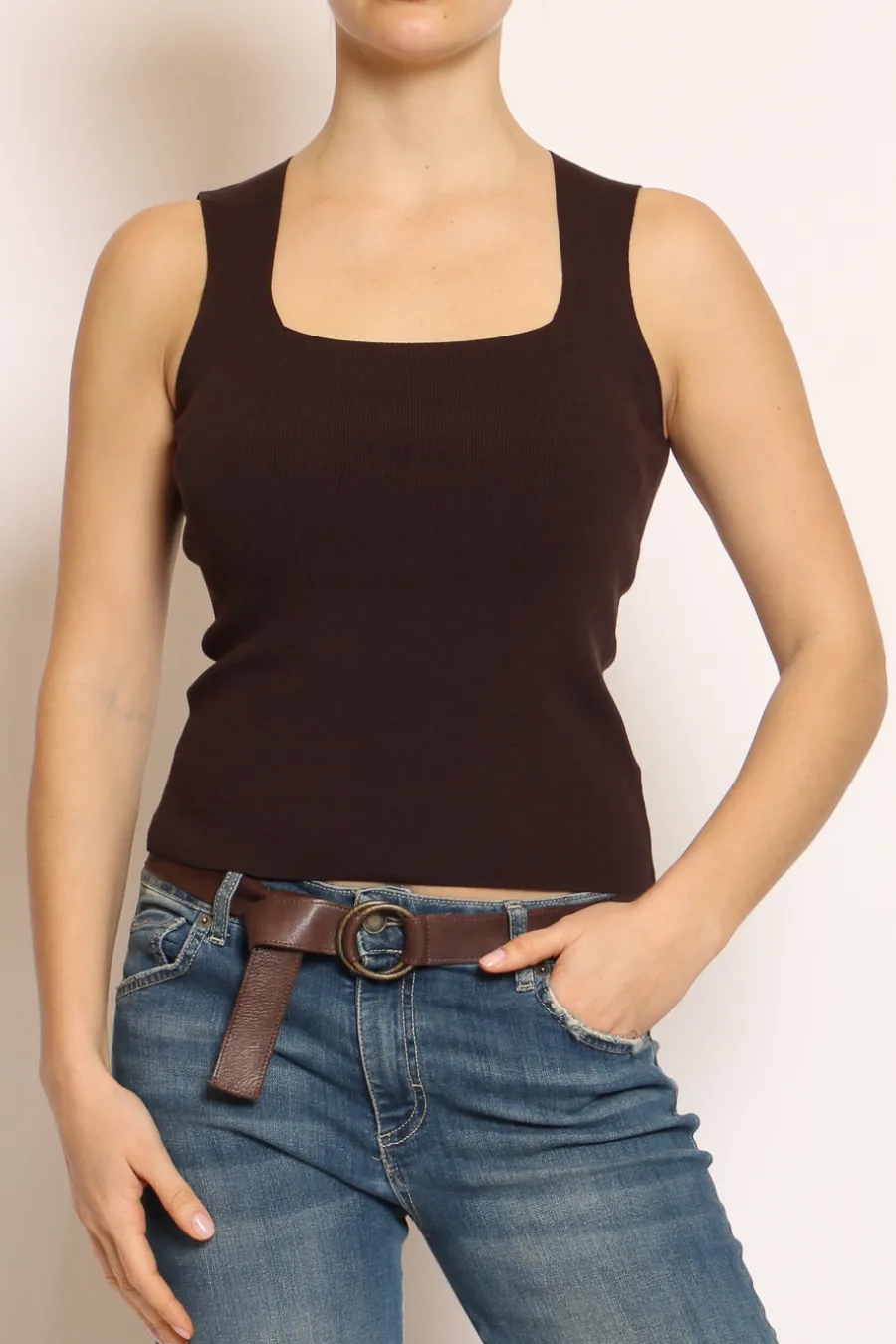 Kontatto Top scollo quadrato in filo di viscosa- T-Shirts E Top