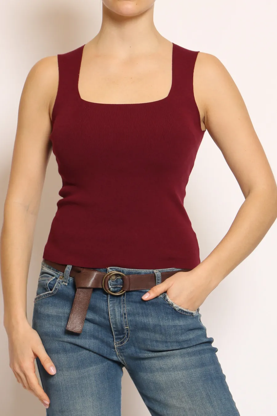 Kontatto Top scollo quadrato in filo di viscosa- T-Shirts E Top