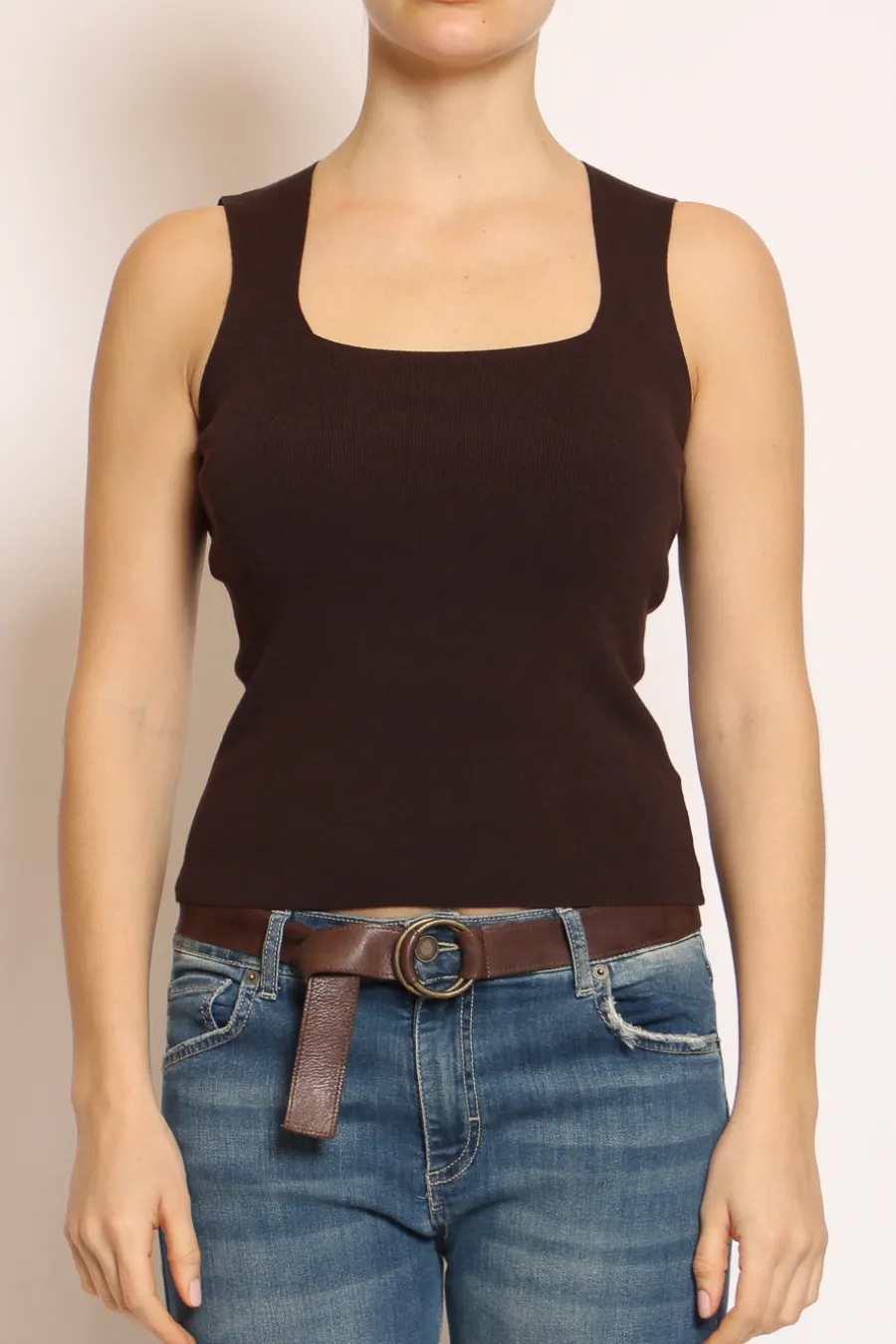 Kontatto Top scollo quadrato in filo di viscosa- T-Shirts E Top