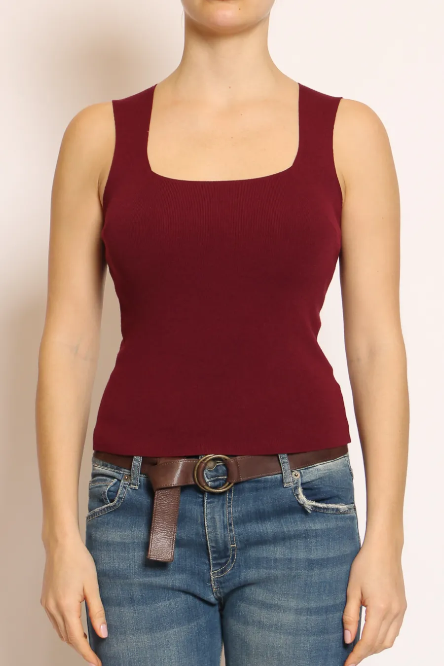 Kontatto Top scollo quadrato in filo di viscosa- T-Shirts E Top