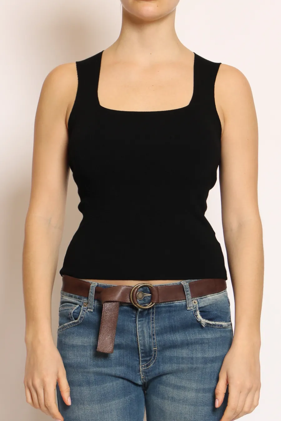 Kontatto Top scollo quadrato in filo di viscosa- T-Shirts E Top