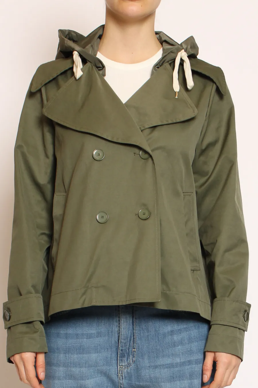 Tensione In Trench in cotone con cappuccio nylon rimovibile- Capospalla