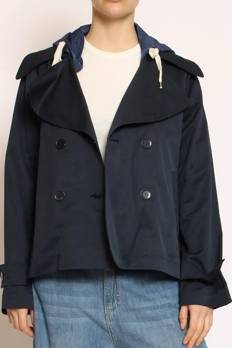 Tensione In Trench in cotone con cappuccio nylon rimovibile- Capospalla