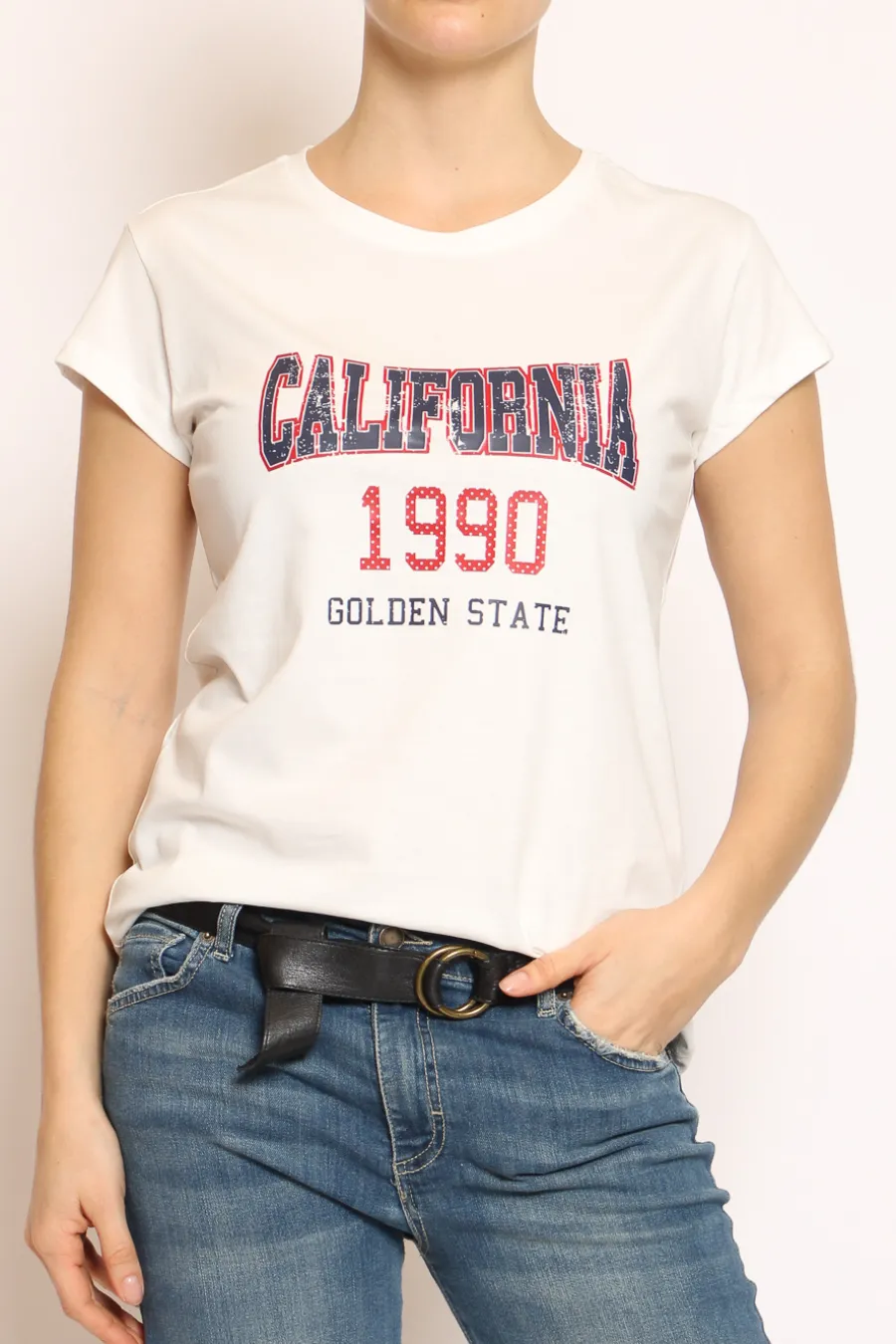 Vicolo T-shirt CALIFORNIA bianco/blu- T-Shirts E Top