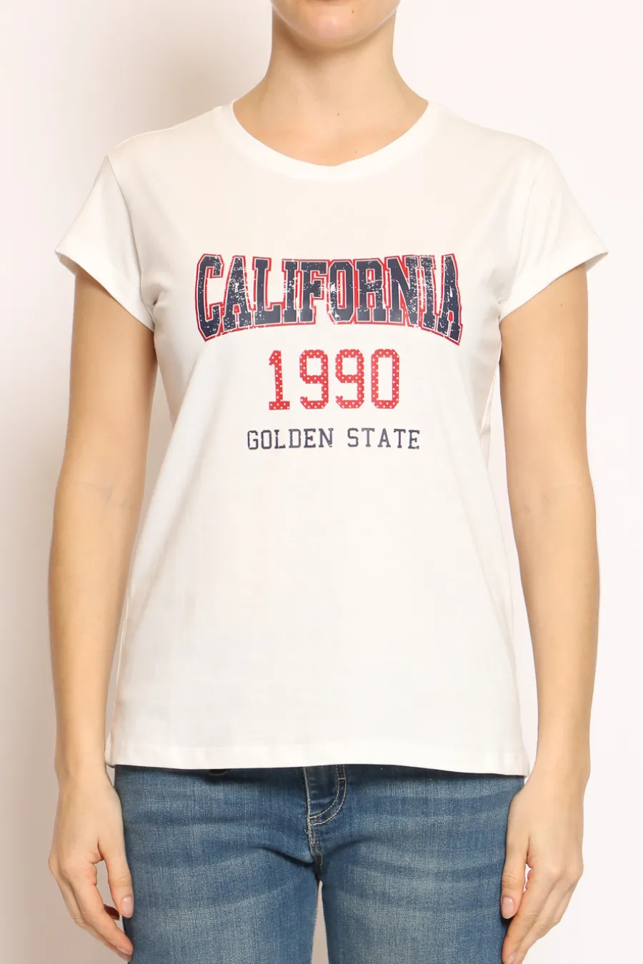 Vicolo T-shirt CALIFORNIA bianco/blu- T-Shirts E Top
