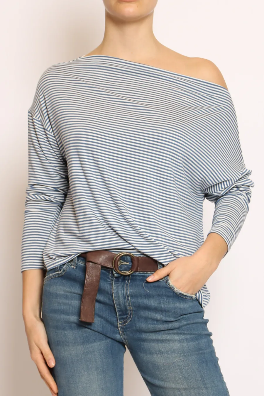 Zeroassoluto T-shirt CLOE righe in jersey jeans/bianco- T-Shirts E Top | Maglie